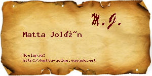 Matta Jolán névjegykártya