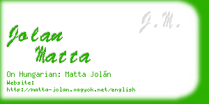 jolan matta business card